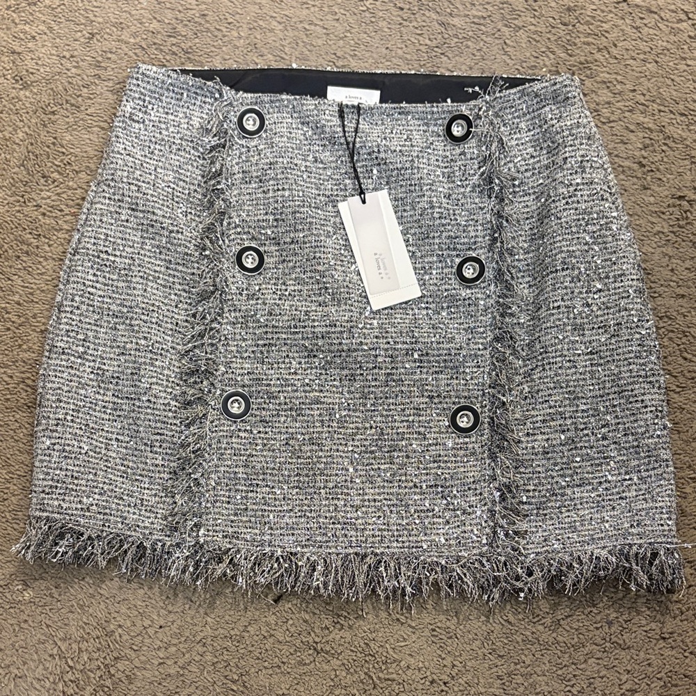 A Loves A Tweed Mini Skirt with Button Accents NWT